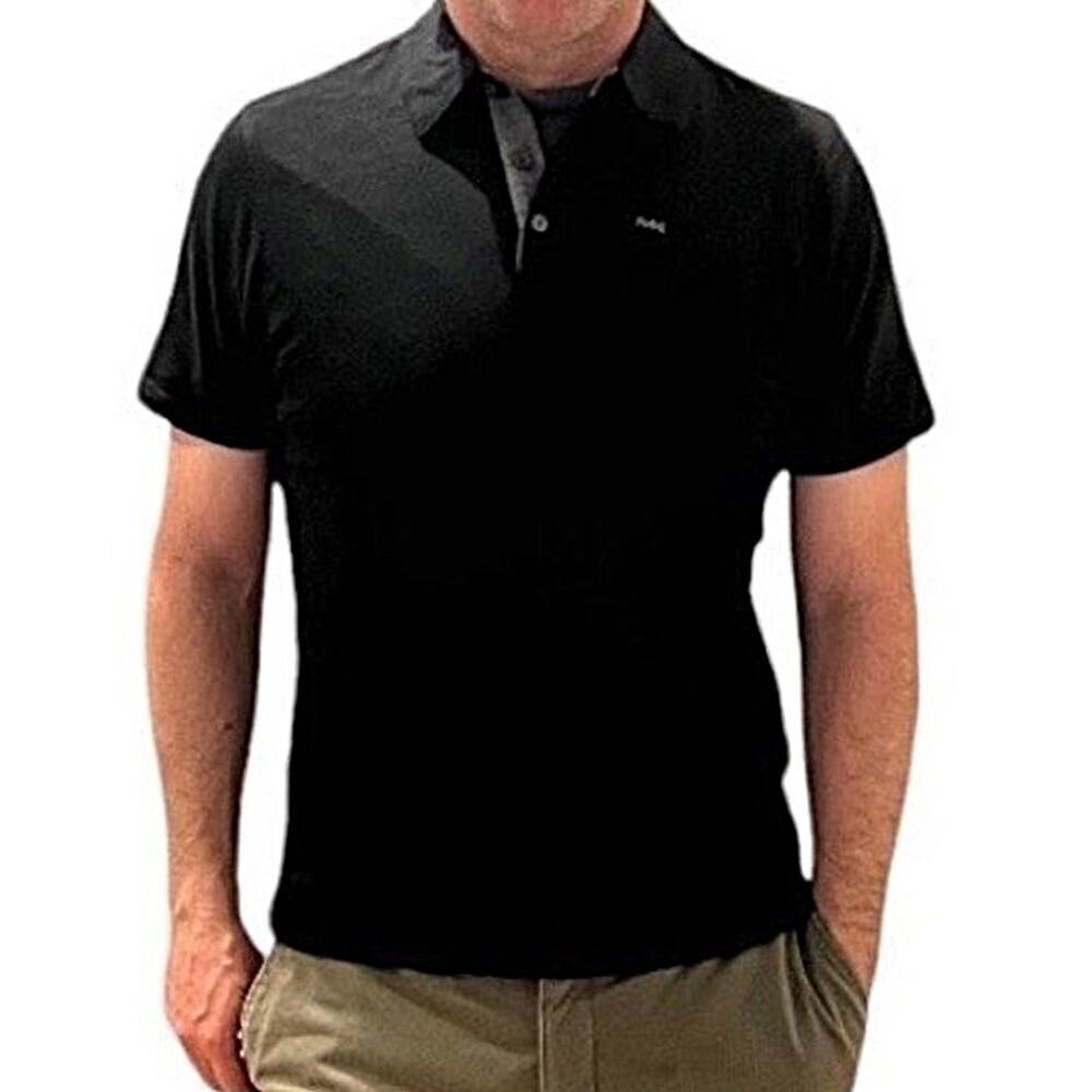 Michael Kors Slim Fit Polo Shirt Small Black 100% Cotton Logo Golf Casual NWOT